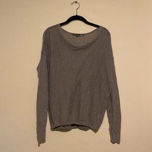 Vince Light Cotton Cowl Neck Sweater in Grey